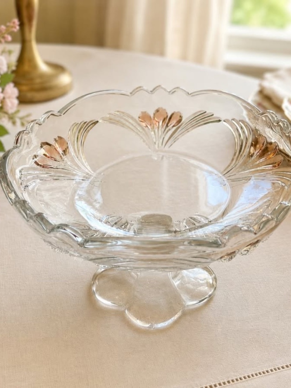 VINTAGE Mikasa Footed Glass Centerpiece Dish